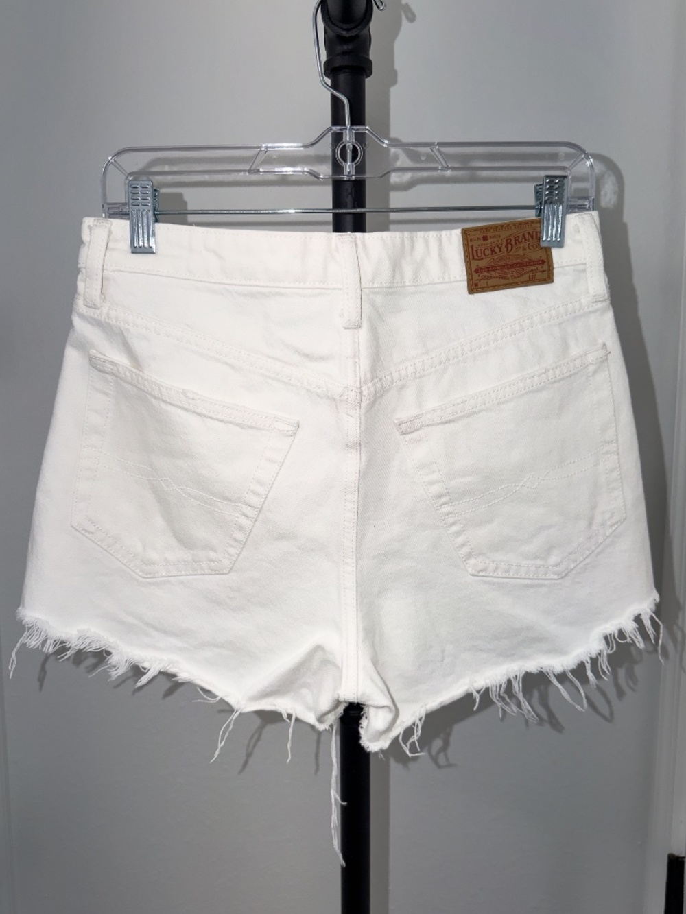 Lucky Brand Off-White Frayed Hem Denim Shorts - Picture 2 of 2